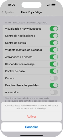 Si activas la función, pulsa Activar.