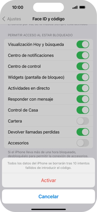 Si activas la función, pulsa Activar.