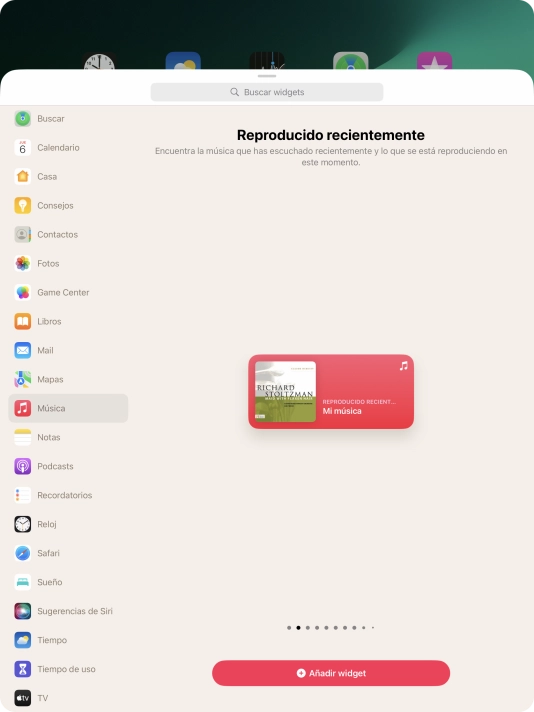 Pulsa Añadir widget.