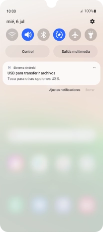 Pulsa Toca para otras opciones USB..