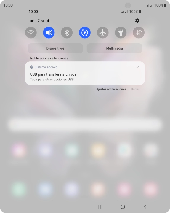 Pulsa Toca para otras opciones USB..
