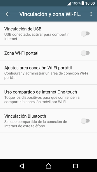 Pulsa Ajustes área conexión Wi-Fi portátil.