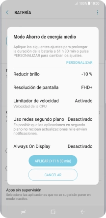 Pulsa APLICAR para activar la función.