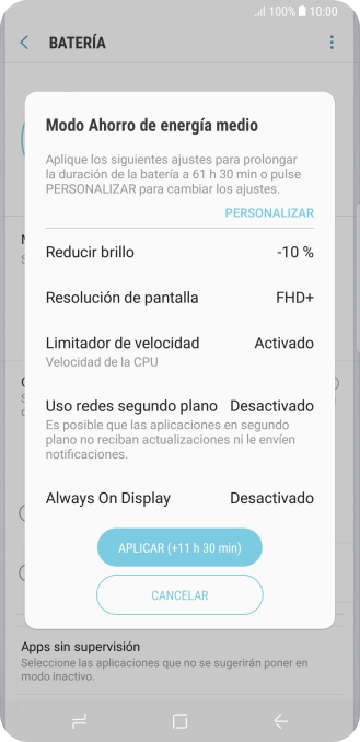 Pulsa APLICAR para activar la función.