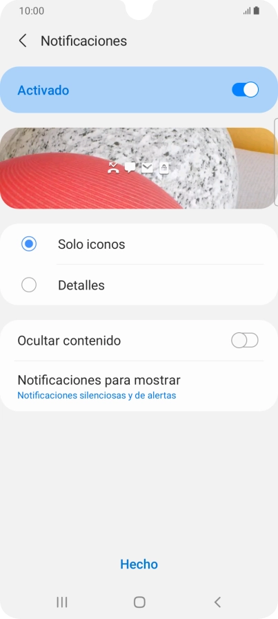 Pulsa los ajustes deseados para activarlos o desactivarlos.