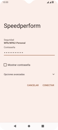 Introduce la contraseña de la red wifi y pulsa CONECTAR.