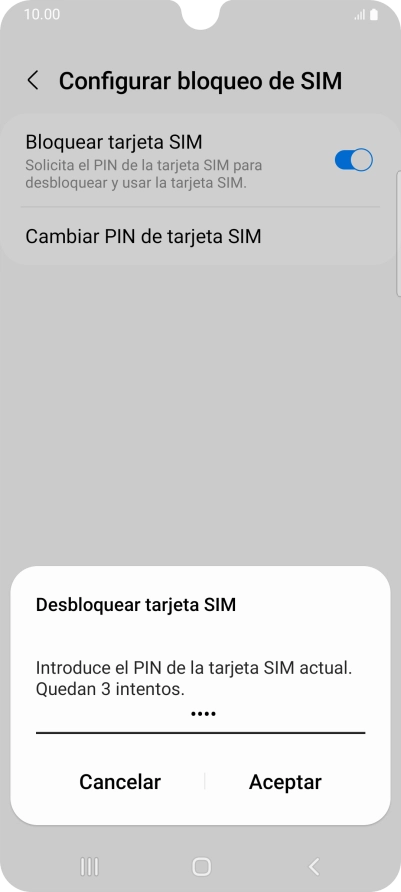 Introduce tu código PIN y pulsa Aceptar.