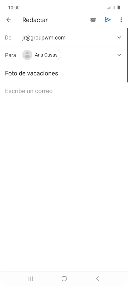 Pulsa en el campo de escritura  y escribe el texto del correo electrónico.
