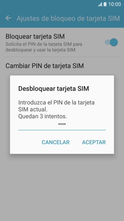 Introduce tu código PIN y pulsa ACEPTAR.
