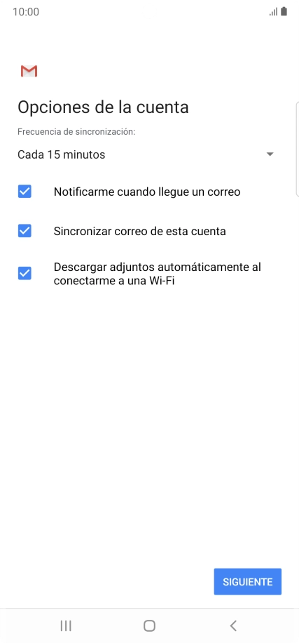 Si aparece en la pantalla esta imagen, tu cuenta de correo electrónico ha sido reconocida y configurada automáticamente. Sigue las indicaciones de la pantalla para introducir más información y terminar la configuración.