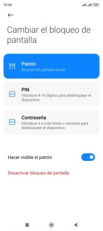 Pulsa Desactivar bloqueo de pantalla e introduce el código de seguridad extra que has creado anteriormente.