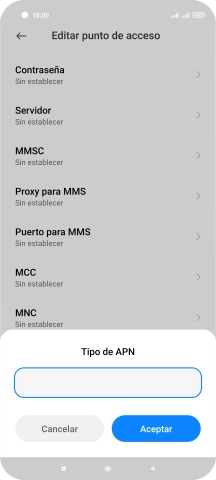 Introduce default y pulsa Aceptar.