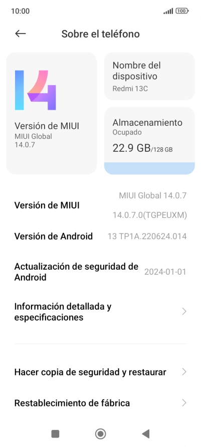 Pulsa Versión de MIUI. Si hay una versión de software nueva disponible, aparecerá ahora en la pantalla. Sigue las indicaciones de la pantalla para actualizar el software del teléfono.