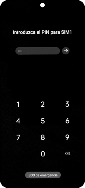 Si tu tarjeta SIM está bloqueada, introduce el código PIN y pulsa la flecha hacia la derecha.