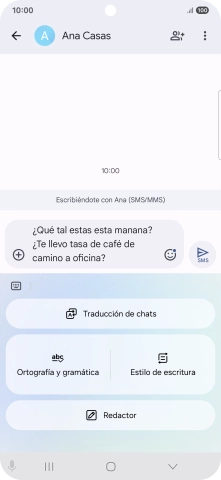 Para comprobar si un texto tiene errores de ortografía o de gramática, pulsa Ortografía y gramática y sigue las indicaciones de la pantalla para utilizar la función.