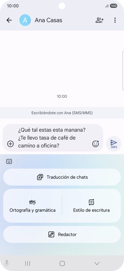 Para comprobar si un texto tiene errores de ortografía o de gramática, pulsa Ortografía y gramática y sigue las indicaciones de la pantalla para utilizar la función.