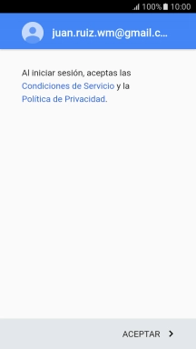 Pulsa ACEPTAR y sigue las indicaciones de la pantalla para seleccionar los ajustes de tu cuenta de Google.