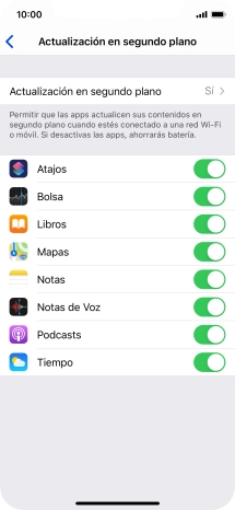 Pulsa Actualización en segundo plano.