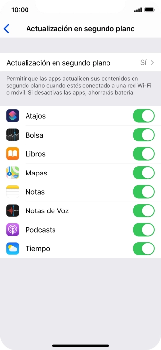 Pulsa Actualización en segundo plano.