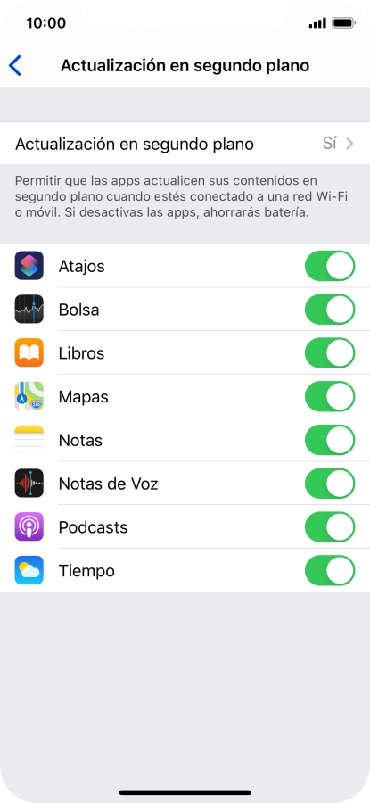 Pulsa Actualización en segundo plano.