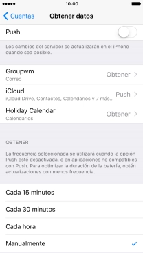 Si desactivas la función, pulsa el ajuste deseado.