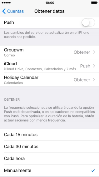 Si desactivas la función, pulsa el ajuste deseado.