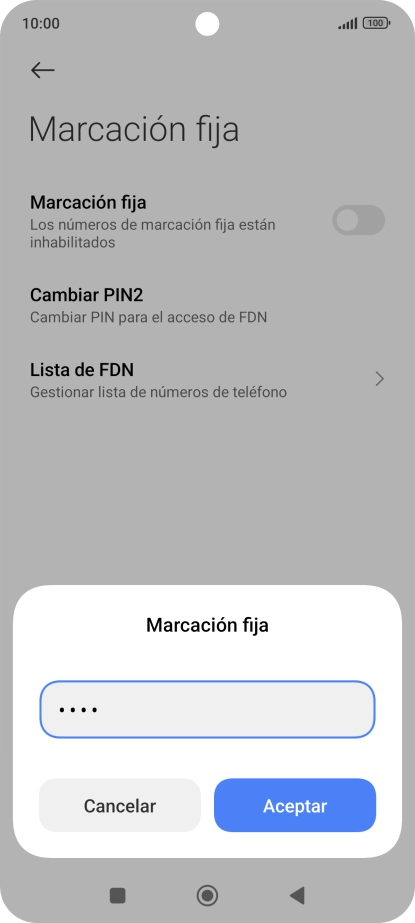 Introduce el código PIN2 y pulsa Aceptar.