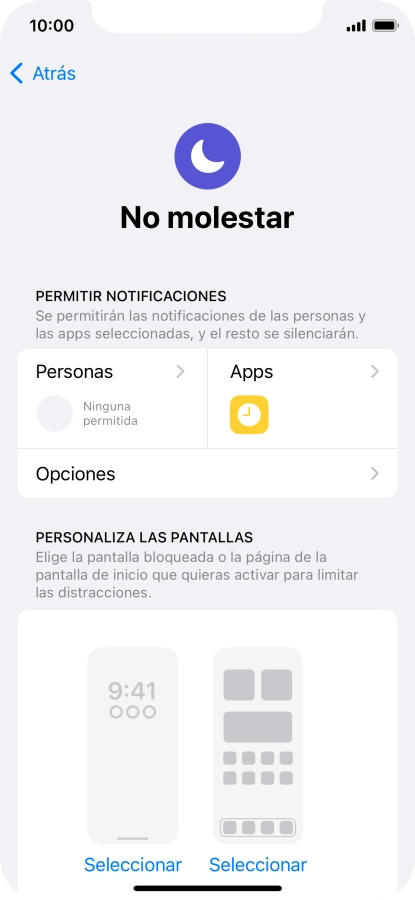 Pulsa Personas y sigue las indicaciones de la pantalla para seleccionar de qué contactos quieres recibir llamadas y notificaciones cuando No molestar está activado.
