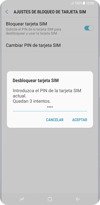 Introduce tu código PIN y pulsa ACEPTAR.