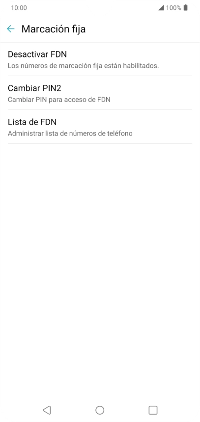Pulsa Desactivar FDN.