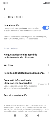 Pulsa Permisos de ubicación de aplicaciones.