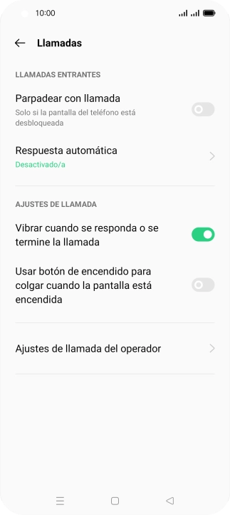 Pulsa Ajustes de llamada del operador.
