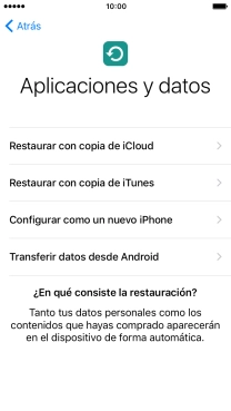 Pulsa Restaurar con copia de iCloud.