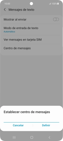 Introduce +34607003110 y pulsa Definir.