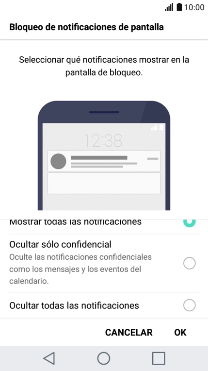 Pulsa el ajuste deseado.