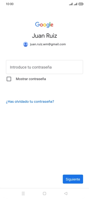 Pulsa Introduce tu contraseña e introduce la contraseña de tu cuenta de Google.