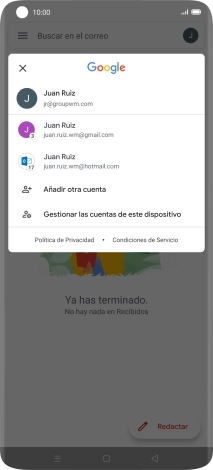 Pulsa la cuenta de correo electrónico deseada.