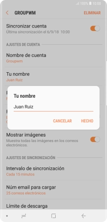 Introduce el nombre deseado y pulsa HECHO.