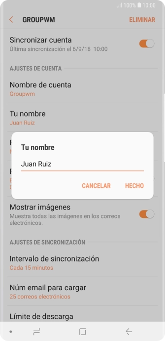 Introduce el nombre deseado y pulsa HECHO.