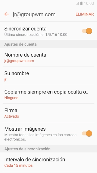 Pulsa Sincronizar cuenta para activar la función.