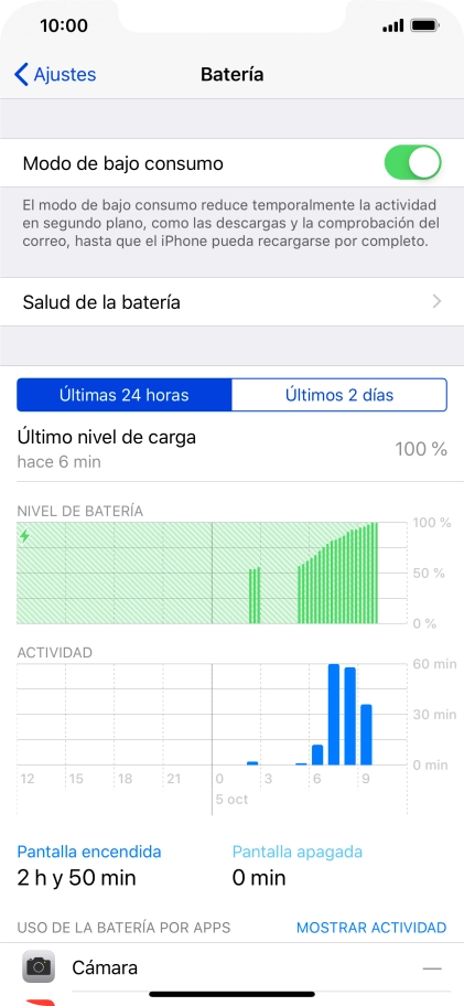 Desliza el dedo hacia arriba desde la parte inferior de la pantalla para terminar y volver a la pantalla de inicio.