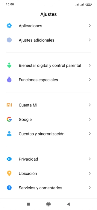 Pulsa Cuentas y sincronización.