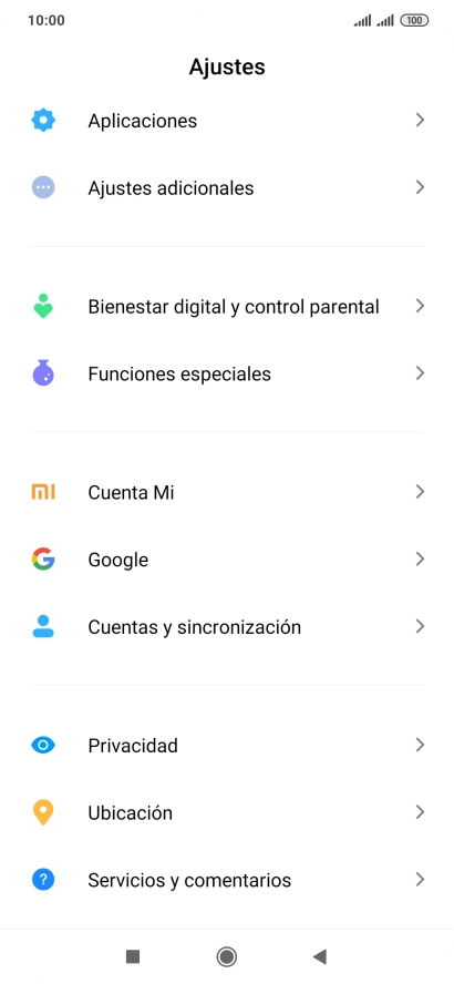Pulsa Cuentas y sincronización.