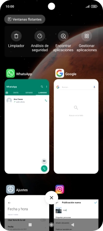 Para cerrar una sola aplicación en ejecución, desliza el dedo hacia la derecha sobre la aplicación deseada.