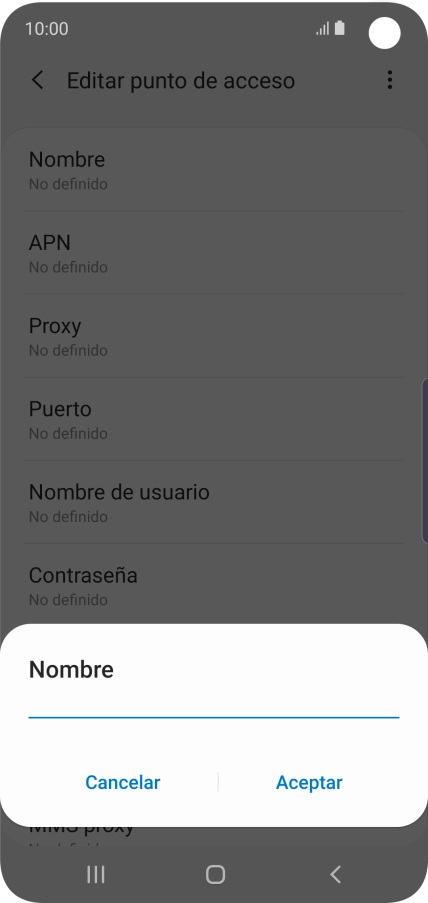Introduce Vodafone Internet y pulsa Aceptar.
