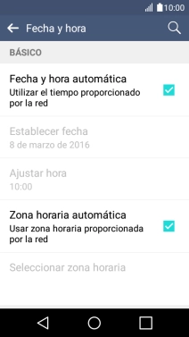 Pulsa Zona horaria automática para desactivar la función.