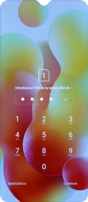 Si es necesario desbloquear la tarjeta SIM, introduce el código PIN y pulsa el icono de aceptar.