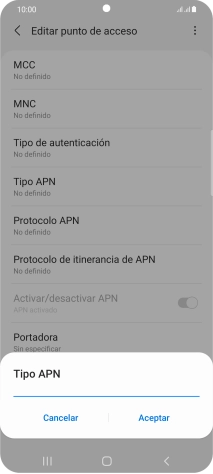 Introduce default y pulsa Aceptar.