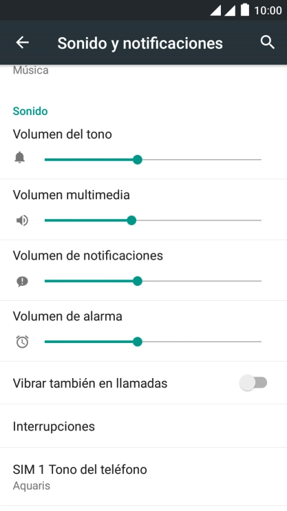 Pulsa SIM 1 Tono del teléfono.