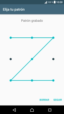 Desliza el dedo por la pantalla para unir por lo menos cuatro puntos y pulsa SEGUIR.